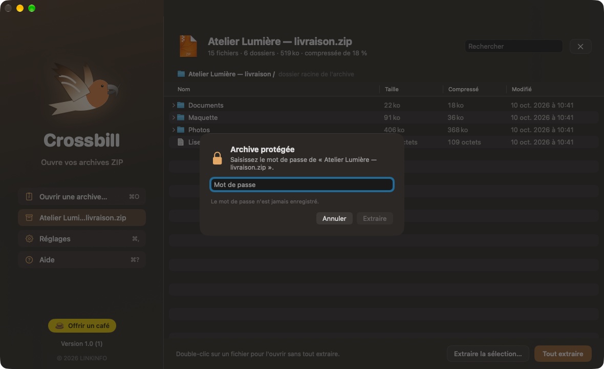 Archive protégée par mot de passe